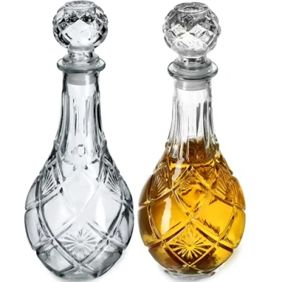 Afbeelding van KADAX Decanter voor dranken, stijlvolle whiskykaraf mannen, klassieke wijnkaraf met uniek design, whiskyfles als cadeau (0,8 l, 2 stuks)