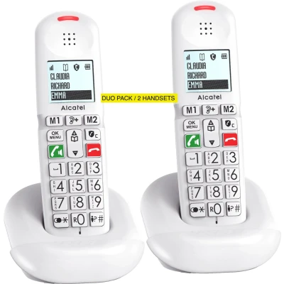Afbeelding van Alcatel XL685 Duo dect telefoon wit met grote toetsen en handenvrij bellen