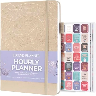 Afbeelding van Legend Planner Uurschema wekelijkse en dagelijkse organisator met tijdslots. Afsprakenboek dagboek voor werk, ongedateerd, A5 (zeeschelp)