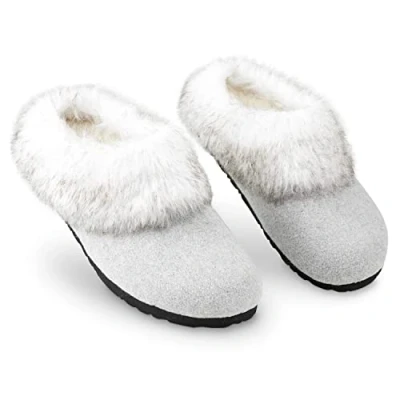 Afbeelding van DUNLOP Damespantoffels, pluizige pantoffels voor dames, imitatiebont, huisschoenen, binnen en buiten, Grijs, 39 EU