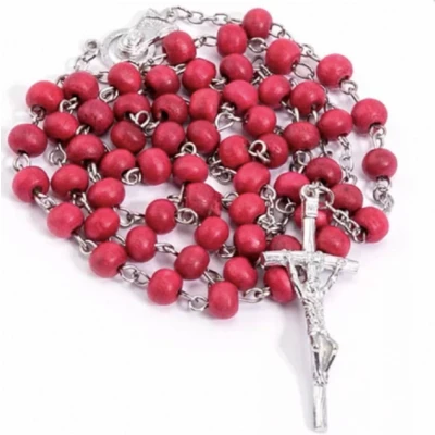 Afbeelding van Rozenkrans ketting Rood Hout Charme Bijoux