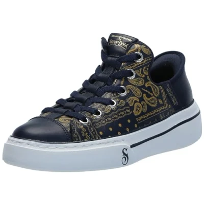Afbeelding van Skechers Heren Handsfree Slip ins X Dogg Snoop One Double G Sneaker, Navy Gold Bandana Print Leer, 48.5 EU