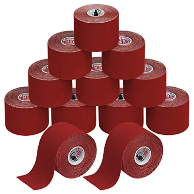 Afbeelding van ALPIDEX Kinesiologie Tape 1/3/ 6/12 rollen Veel kleuren 5 m x cm Toepassingsfolder Elastisch Waterdicht Huidvriendelijk Fysio Spier Set, Kleur:rood, Aantal stuks:12