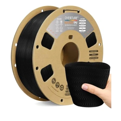 Afbeelding van OVERTURE TPU High Speed Filament 1.75mm Flexible 95A Roll, 3D Printer Filament,Dimensional Accuracy +/ 0.02 mm, Fit Most FDM Printer(HS Black)