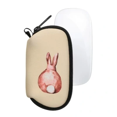 Afbeelding van kwmobile Hoes geschikt voor Apple Magic Mouse 1 / 2 Hoesje muis in bruin wit beige Konijn rug design
