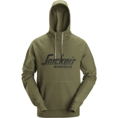 Afbeelding van Snickers 2894 Hoodie Logo Khaki Groen M
