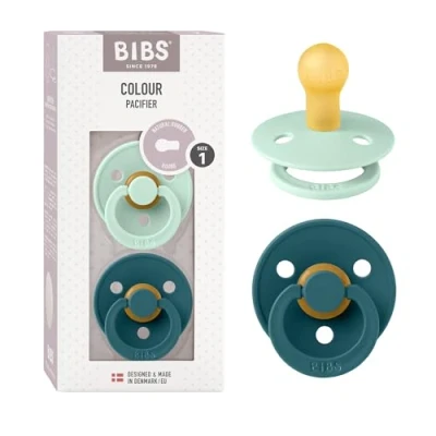 Afbeelding van BiBS Colour Pacifier Stage 1 Fopspeen 2 stuks Nordic Mint / Forest Lake