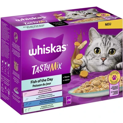 Afbeelding van 48x85g Fish of the Day in Saus Tasty Mix Whiskas Kattenvoer Portiezakjes