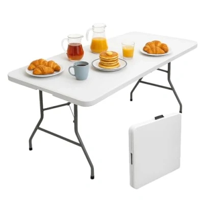 Afbeelding van Brigros klaptafel voor de tuin, perfect als campingtafel, buffettafel, keukentafel, met koffer en ruimtebesparende handgreep (180 x 70 74 cm)