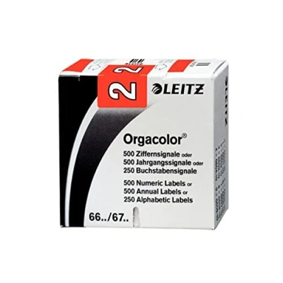 Afbeelding van Leitz 66021000 Orgacolor cijfersignaal 2, 500 stuks, rood