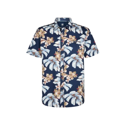 Afbeelding van Petrol Industries Heren All over Print Overhemd Conchline Blauw Maat S