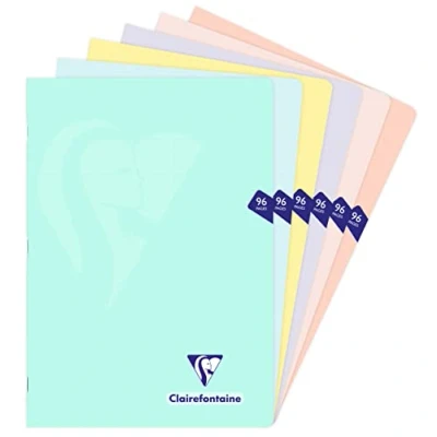 Afbeelding van Clairefontaine 308162C Mimesys PASTEL Geniet schrift A4 21x29,7 cm 48 blad geruit Q5 Wit papier 90 g Ondoorzichtige Polypro cover Willekeurige kleur