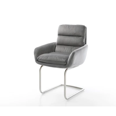 Afbeelding van sledemodel Abelia Flex met armleuning rond roestvrij staal fluweel grijs