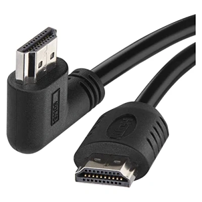 Afbeelding van EMOS high speed HDMI 2.0 kabel met ethernet, 1,5 m, 18 Gbit/s, Ultra HD, 4K, 3D, ARC ondersteuning, 90 hoekstekker naar A stekker, zwart