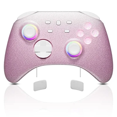 Afbeelding van Mytrix Roze draadloze LED controller voor Switch/Lite/OLED, Multi Platform Pro compatibel met Switch/PC/Android/Ios/Steam/Steam, SYNC knop/Macro/Wekfunctie/Turbo/Vibratie