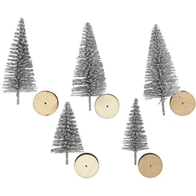 Afbeelding van Creotime Miniatuur Kerstbomen 5 Stuks 4 6 Cm Zilver