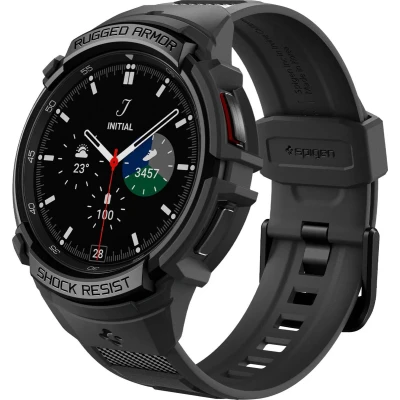 Afbeelding van Samsung Galaxy Watch 6 Classic 43 mm Hoes: Spigen Rugged Armor Pro Case Shockproof/Valbescherming Bumper Zwart Kunststof Smart