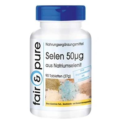Afbeelding van Fair &amp; Pure® selenium 50μg tabletten van natriumseleniet vegan gistvrij zonder magnesiumstearaat 90