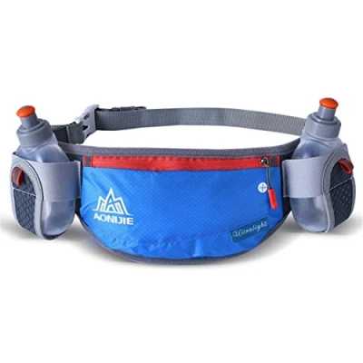 Afbeelding van AONIJIE Heren/Vrouwen Verstelbare Running Hydratatie Riemen Flessenhouder Riem Fanny Pack Taille Packs met 2 170ML Waterflessen (Blauw +2 stks Waterfles)