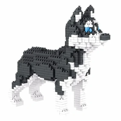 Afbeelding van Atomic Building Siberische Husky hond. Figuur voor montage met nanoblokken. 950 stuks.
