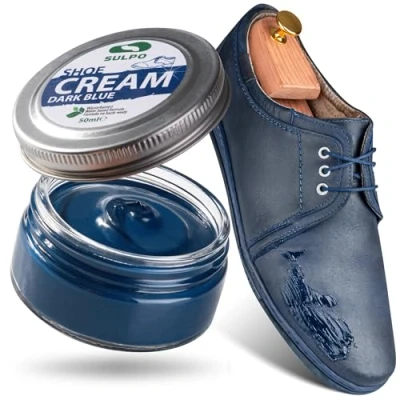 Afbeelding van SULPO Schoenpoets donkerblauw, marineblauw Shoe Cream Schoenpoetscrème Leercrème Leerbalsem glad leer Op waterbasis Vernieuw de kleur Leerverzorging Echt en kunstleer 50 ml