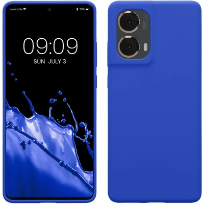 Afbeelding van kwmobile telefoonhoesje geschikt voor Motorola Moto G85 5G Hoesje met siliconen coating Smartphone case in Baltisch blauw