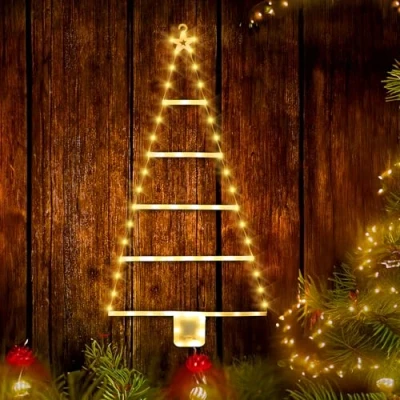Afbeelding van Jsdoin Kerstverlichting voor buiten, batterij, 90cm 75led ladder, lichtketting, batterij met timer, 8 modi, waterdichte kerstboom binnen en kerstdecoratie raam