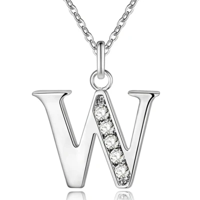 Afbeelding van Zilverkleurige Letter W Dames Ketting met Zirkonia