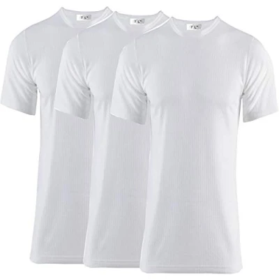 Afbeelding van Thread Linens 3 Pack Mens Thermals T shirt, Body Warmer Base Layer Thermische Ondergoed Top voor Mannen Maat S XXL wit M