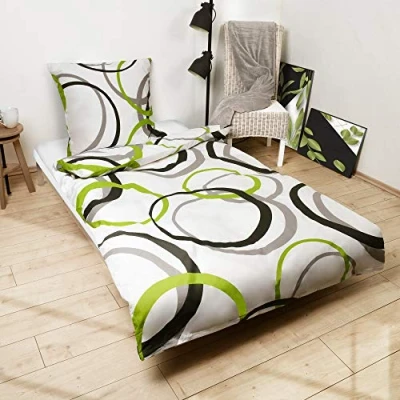Afbeelding van Beautissu Renforcé beddengoed 1 persoons 155x220 cm overtrek set Nina dekbedden &amp; kussensloop 80x80 dekbedovertrek met ritssluiting en 100% katoen