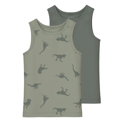 Afbeelding van NAME IT MINI hemd NMMTANK TOP DINO set van 2 groen/donkergroen