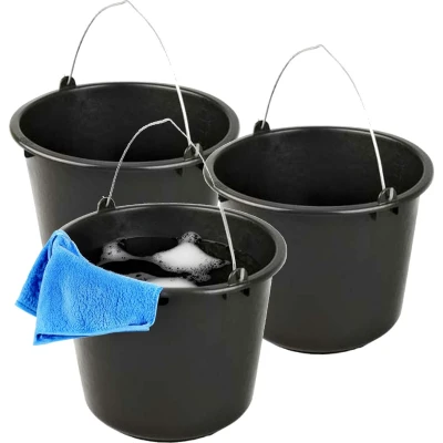 Afbeelding van 4x Stevige huishoud emmers 12 liter Bouwemmer Schoonmaak emmer