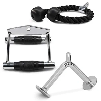 Afbeelding van Yes4All Unisex Jxlx Dubbele D Rij Handvat Kabel Bevestiging Antislip 360 Staal Draaibaar Optioneel I, I. Handvat+TricepRope+Vshapped bar, Fit 1.14&quot; UK