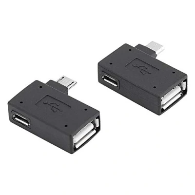 Afbeelding van Lazmin Mini Pack van 2 USB 2.0 Adapters, female naar Micro OTG converter 90 graden wisselaar adapter vrouwelijk mannelijk