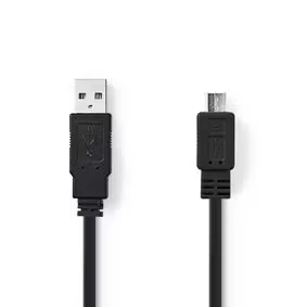 Afbeelding van USB A naar Micro kabel 1 meter 2.0 (100% koper, Plat, Zwart)