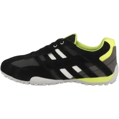 Afbeelding van Geox Sneakers laag, Heren, Maat: 43, Black fluo yellow Leer/ synthetisch