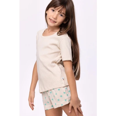 Afbeelding van Woody Meisjes Dames Pyjama crème maat 164/14J