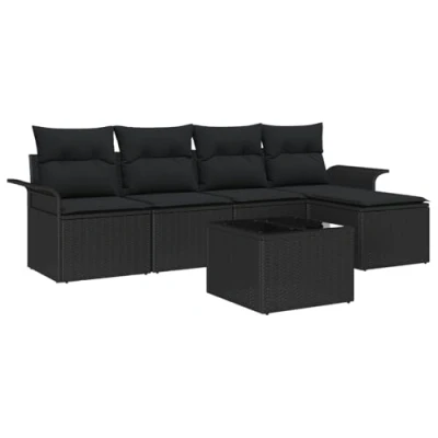 Afbeelding van vidaXL 6 delige Tuinsalonset met Kussens Beige Poly Rattan