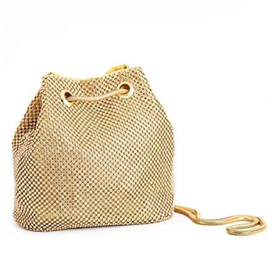 Afbeelding van clutch dames avondtas elegante kleine strass ketting voor bruiloft party (goud)