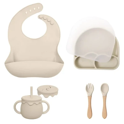 Afbeelding van Dutsi Frosty Cloud Baby Eetset: Het Complete 7 Delige Siliconen Servies Cadeau Sand