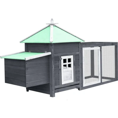 Afbeelding van Kippenhok Met Nestkast 190X72X102 Massief Vurenhout Rood Grijs