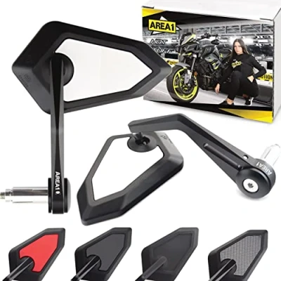 Afbeelding van Area1 Motorfietsspiegel, CNC stuuruiteinden, achteruitkijkspiegel, set 7/8 inch (rechts + links) en getest, wit. compatibel met KTM, Yamaha, BMW, Honda, Suzuki, Kawasaki, Beta, KSR, Brixton, Ducati