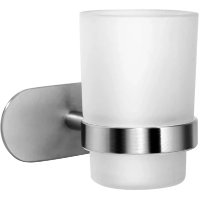 Afbeelding van Ambrosya Tandenborstelhouder zonder boren badkamer beker glas houder wand tandenborstelbeker om te plakken (roestvrij staal (geborsteld))