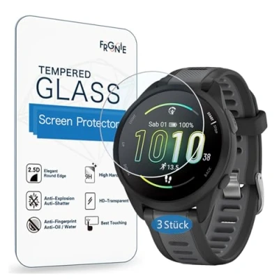 Afbeelding van Frgnie beschermfolie compatibel met GARMIN Forerunner 165 (3 stuks) 9H gehard glas displaybeschermfolie, Music Smartwatch