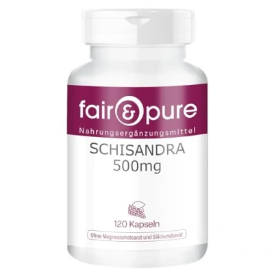 Afbeelding van Fair &amp; Pure® Schisandra extract 500mg (WuWeiZi chinensis) met 9% schisandrine vegan zonder magnesiumstearaat 120 capsules