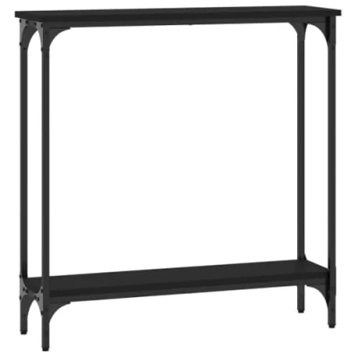 Afbeelding van Wandtafel 75x22,5x75 cm bewerkt hout zwart