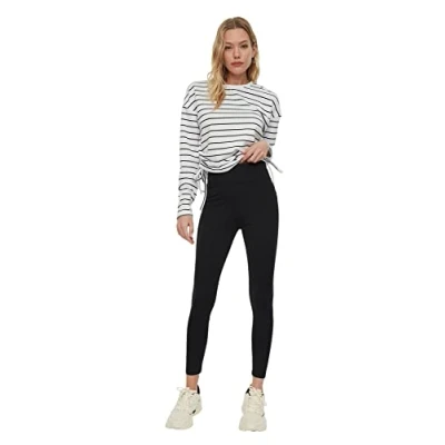 Afbeelding van Trendyol Zwarte Fleece Binnenkant Scuba Hoge Taille Rekbare Gebreide Legging Twoaw21Ta0098