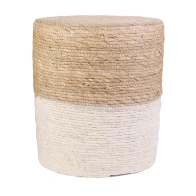 Afbeelding van Home Deco Factory Bijzet poef Mirage Ibiza/boho beige MDF 35 x 41 cm gevlochten