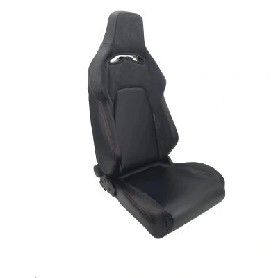 Afbeelding van AutoStyle Sportstoel &#039;VGR&#039; Zwart Kunstleder + Donkergrijs Stof/Suede Rode stiksels Dubbelzijdig verstelbare rugleuning incl. sledes
