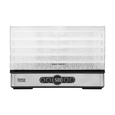 Afbeelding van Teesa Voedsel Dehydrator 400W 5 Transparante Droogrekken voor Paddenstoelen, Groenten &amp; Fruit Digitale Display met Thermostaat Timer Warme Lucht Circulatie Efficiënte Droger Thuis